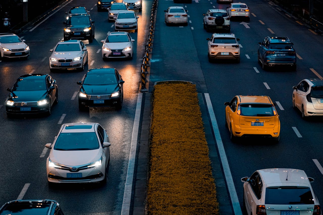 Photo by Chengxin Zhao: https://www.pexels.com/photo/high-angle-shot-of-a-vehicles-on-the-road-5455621/
